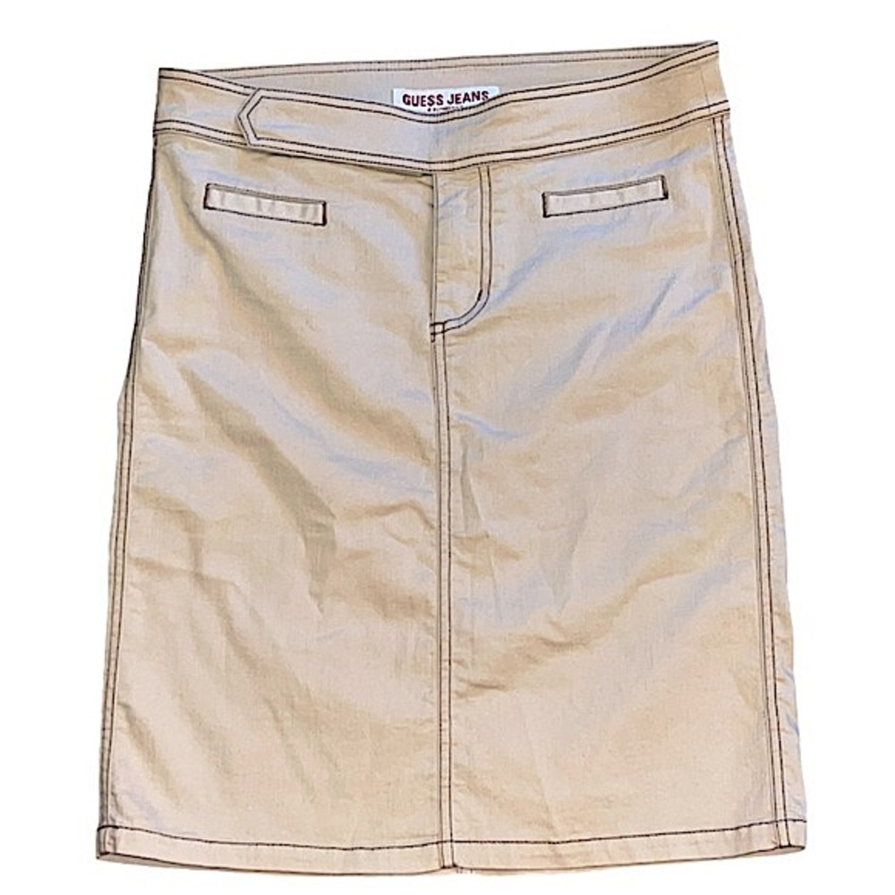 Guess Jeans Authentic Khaki Denim Stretchy Skirt